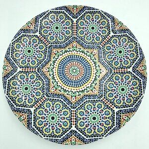 Cocema Fes Maroc Moroccan Porcelain Mosaic Pattern 13 Inch Platter